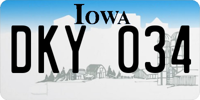 IA license plate DKY034