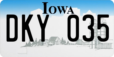 IA license plate DKY035