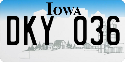 IA license plate DKY036