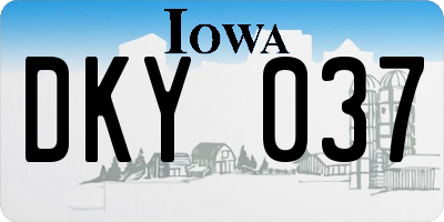 IA license plate DKY037