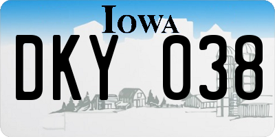 IA license plate DKY038