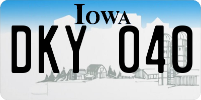 IA license plate DKY040