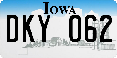IA license plate DKY062