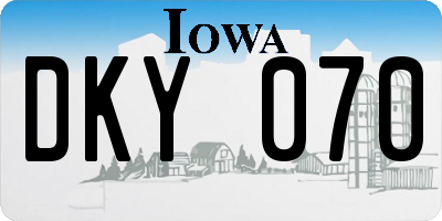 IA license plate DKY070