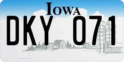 IA license plate DKY071