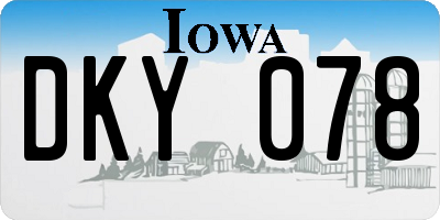 IA license plate DKY078