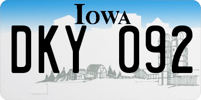 IA license plate DKY092