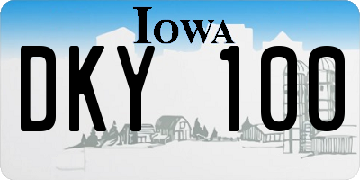 IA license plate DKY100