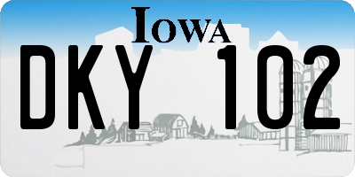 IA license plate DKY102