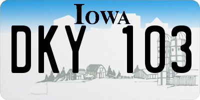 IA license plate DKY103