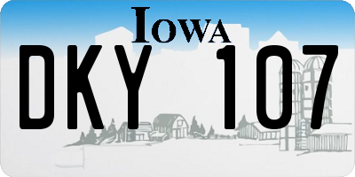 IA license plate DKY107