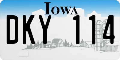 IA license plate DKY114