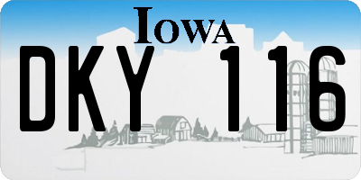IA license plate DKY116