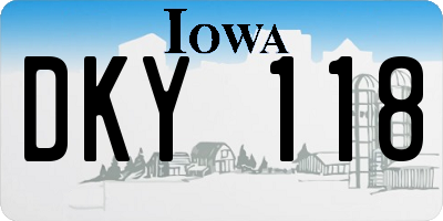IA license plate DKY118