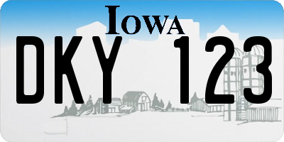 IA license plate DKY123