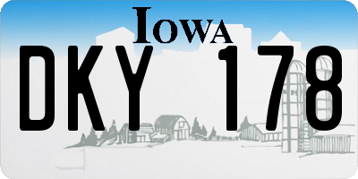 IA license plate DKY178