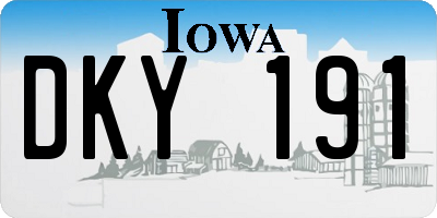 IA license plate DKY191