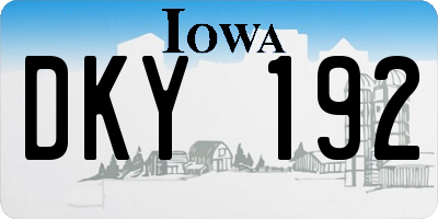 IA license plate DKY192