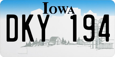 IA license plate DKY194