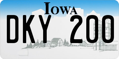 IA license plate DKY200