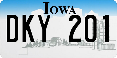 IA license plate DKY201