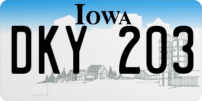 IA license plate DKY203