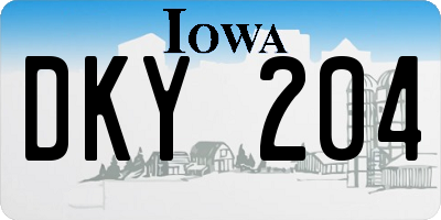 IA license plate DKY204