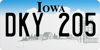 IA license plate DKY205