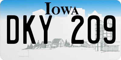IA license plate DKY209