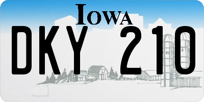 IA license plate DKY210