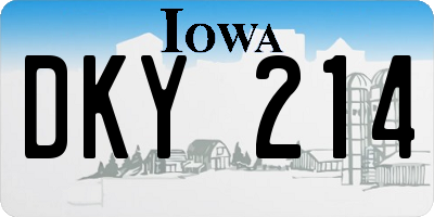 IA license plate DKY214
