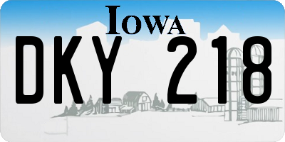 IA license plate DKY218