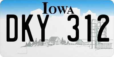IA license plate DKY312