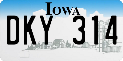IA license plate DKY314