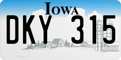 IA license plate DKY315