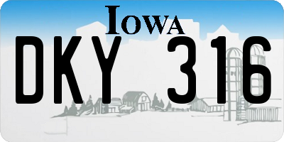 IA license plate DKY316