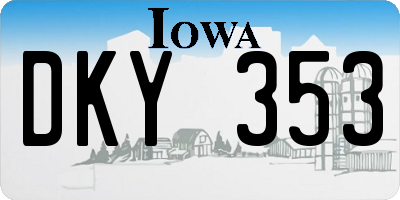 IA license plate DKY353