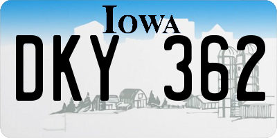 IA license plate DKY362