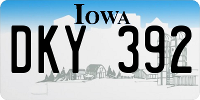 IA license plate DKY392