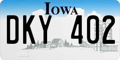 IA license plate DKY402