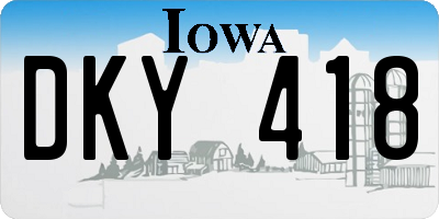 IA license plate DKY418