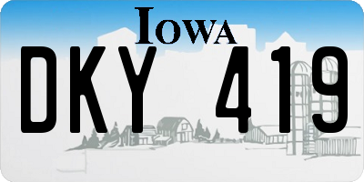 IA license plate DKY419