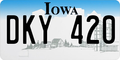 IA license plate DKY420