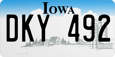 IA license plate DKY492
