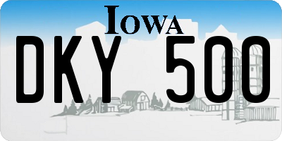 IA license plate DKY500