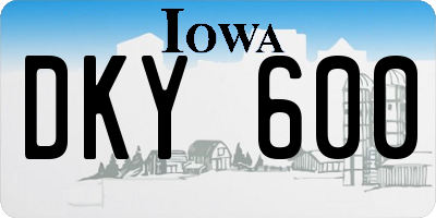 IA license plate DKY600