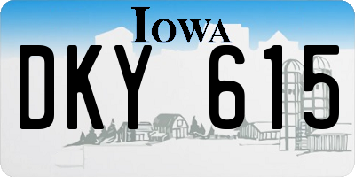 IA license plate DKY615