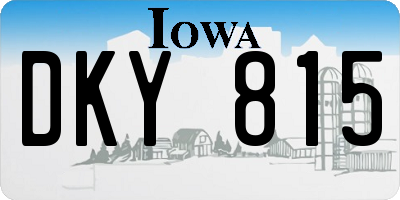 IA license plate DKY815
