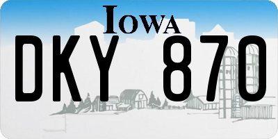 IA license plate DKY870