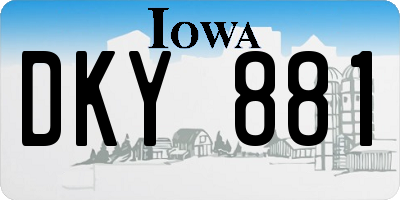 IA license plate DKY881